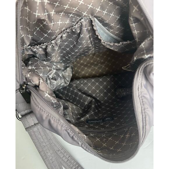 Lug Zipliner Gray Nylon Convertible Hobo Crossbody Travel Versatile Bag Purse - Picture 11 of 14